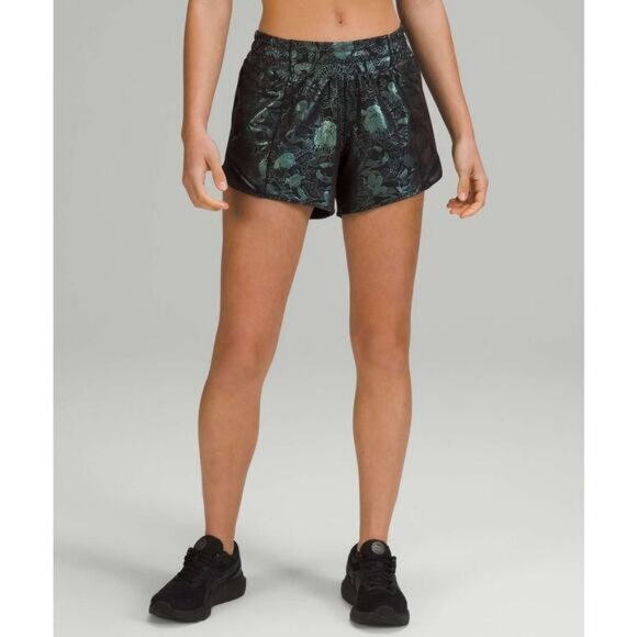 LULULEMON Hotty Hot Low-Rise Lined Short 4" Sz 6 Logo Flourish Iridescent Foil - Picture 2 of 10